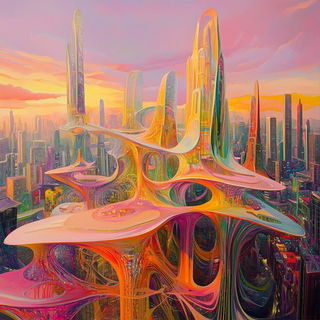Animapop style, Midjourney V6.1: megacity with futuristic bioarchitecture