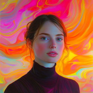 Animapop style, Midjourney V6.1: photographic portrait of female protagonist