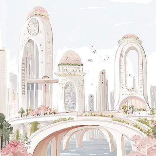 Floramask style, Midjourney V6.1: megacity with futuristic bioarchitecture