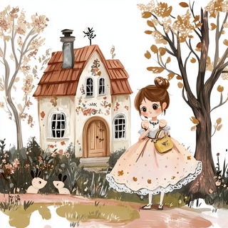 Floramask style, Midjourney V6.1: retro fairy-tale illustration