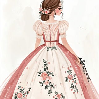 Floramask style, Midjourney V6.1: haute-couture fashion outfit
