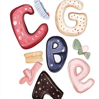 Floramask style, Midjourney V6.1: typographic composition with large letters