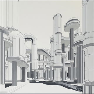 Anthraquinone Skyworks style, Midjourney V6.1: megacity with futuristic bioarchitecture