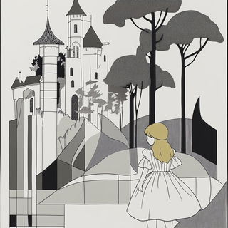 Anthraquinone Skyworks style, Midjourney V6.1: retro fairy-tale illustration