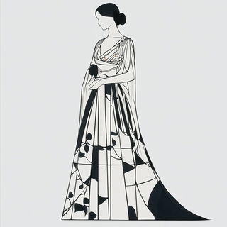 Anthraquinone Skyworks style, Midjourney V6.1: haute-couture fashion outfit