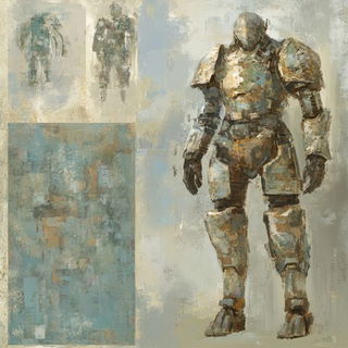 Cinecortex style, Midjourney V6.1: concept art character design of retropunk steam knight