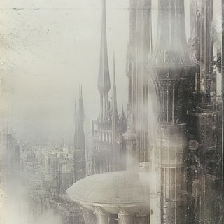 Atmosplank style, Midjourney V6.1: megacity with futuristic bioarchitecture