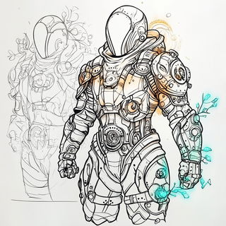 Escutcheon Tropica style, Midjourney V6.1: concept art character design of retropunk steam knight