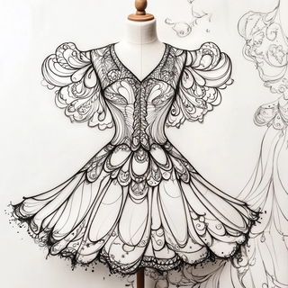 Escutcheon Tropica style, Midjourney V6.1: haute-couture fashion outfit