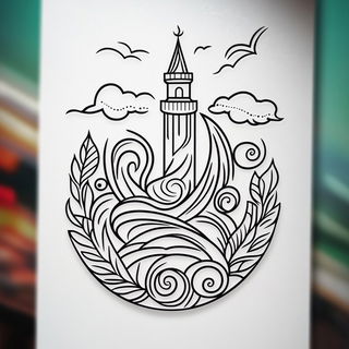 Escutcheon Tropica style, Midjourney V6.1: bold minimalist logo design for Istanbul city municipal services