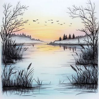 Escutcheon Tropica style, Midjourney V6.1: realistic landscape photograph of quiet dawn