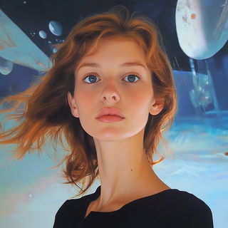 Mortar Moon style, Midjourney V6.1: photographic portrait of female protagonist