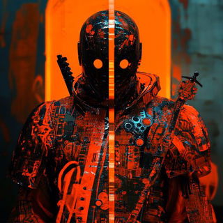 Maskipelago style, Midjourney V6.1: concept art character design of retropunk steam knight
