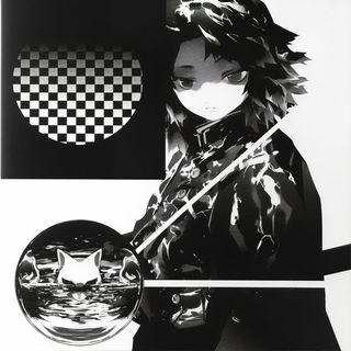 Leafwork Portraiture style, Midjourney V6.1: black-and-white manga comic strip