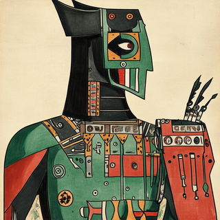 Hydrobaroque style, Midjourney V6.1: concept art character design of retropunk steam knight