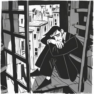 Hydrobaroque style, Midjourney V6.1: black-and-white manga comic strip