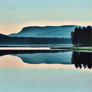 Hydrobaroque style, Midjourney V6.1: realistic landscape photograph of quiet dawn