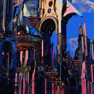 Operamorph style, Midjourney V6.1: megacity with futuristic bioarchitecture