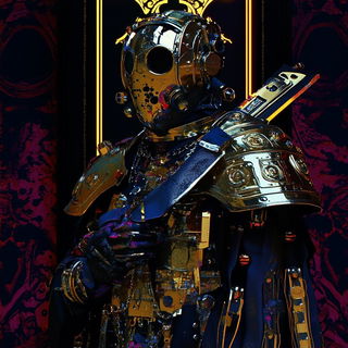 Operamorph style, Midjourney V6.1: concept art character design of retropunk steam knight
