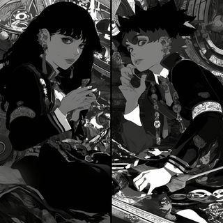 Operamorph style, Midjourney V6.1: black-and-white manga comic strip