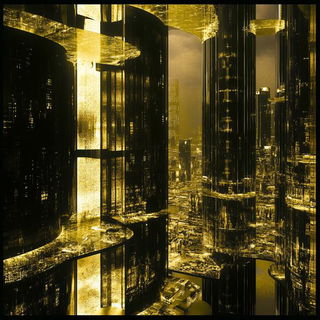 Faceted Tropicisme style, Midjourney V6.1: megacity with futuristic bioarchitecture