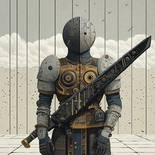 Ravenglass Crucible style, Midjourney V6.1: concept art character design of retropunk steam knight