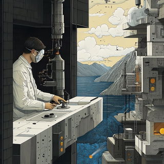 Ravenglass Crucible style, Midjourney V6.1: editorial illustration for popular scientific magazine cover