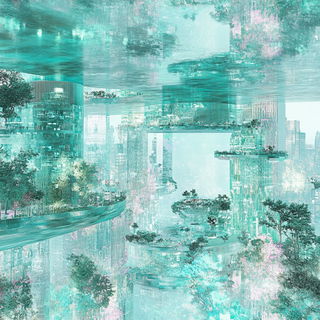 Coralindigo style, Midjourney V6.1: megacity with futuristic bioarchitecture