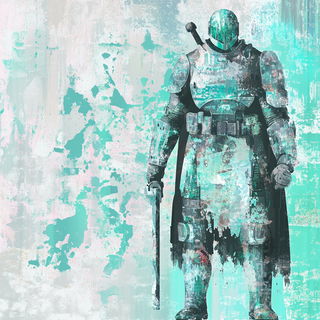 Coralindigo style, Midjourney V6.1: concept art character design of retropunk steam knight