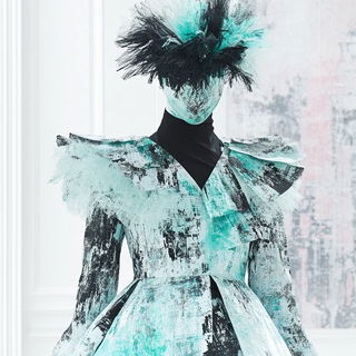 Coralindigo style, Midjourney V6.1: haute-couture fashion outfit