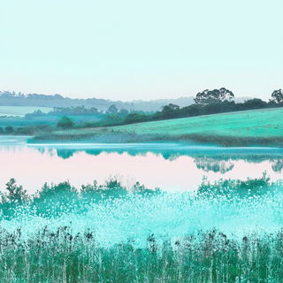 Coralindigo style, Midjourney V6.1: realistic landscape photograph of quiet dawn