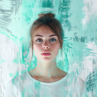 Coralindigo style, Midjourney V6.1: photographic portrait of female protagonist