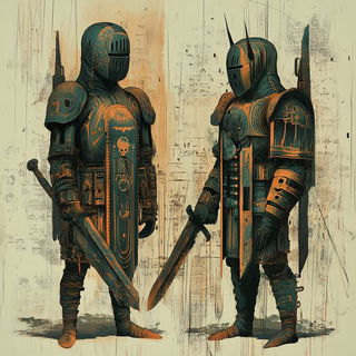 Cloudrigging style, Midjourney V6.1: concept art character design of retropunk steam knight