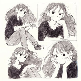 Sylvabraid style, Midjourney V6.1: black-and-white manga comic strip