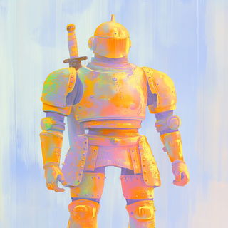 Cliffheroica style, Midjourney V6.1: concept art character design of retropunk steam knight