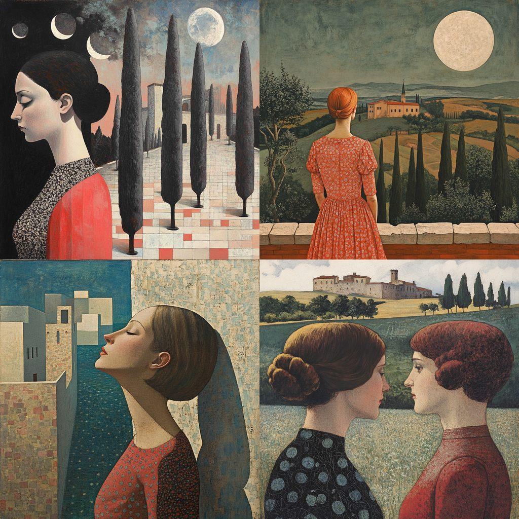 Felice Casorati style, Midjourney V6.1, render 1 of 4