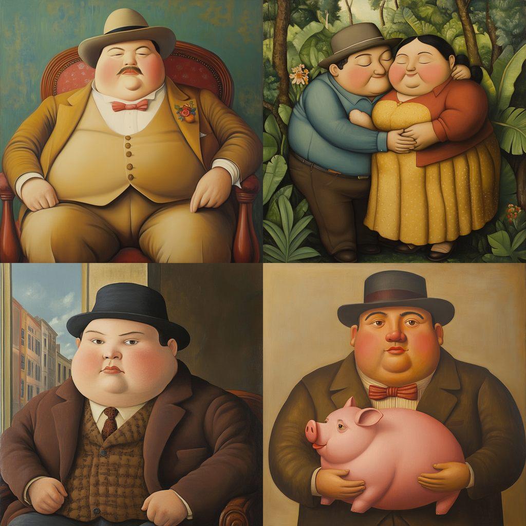 Fernando Botero style, Midjourney V6.1, render 1 of 4