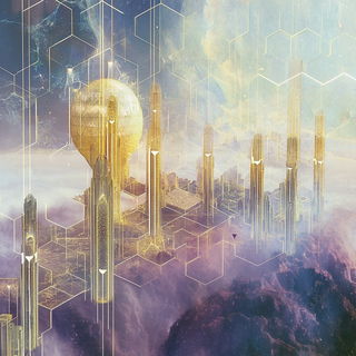 Inkwater Mythome style, Midjourney V6.1: megacity with futuristic bioarchitecture