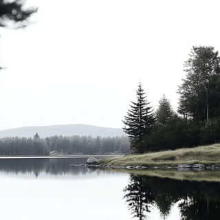 Cairnway style, Midjourney V6.1: realistic landscape photograph of quiet dawn
