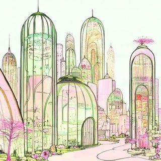 Sootographia style, Midjourney V6.1: megacity with futuristic bioarchitecture