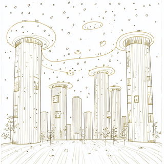 Kestrel Duet Collective style, Midjourney V6.1: megacity with futuristic bioarchitecture