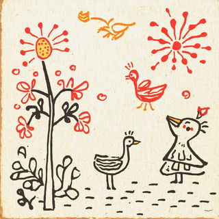 Kestrel Duet Collective style, Midjourney V6.1: traditional folk art