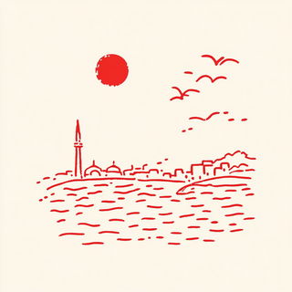 Kestrel Duet Collective style, Midjourney V6.1: bold minimalist logo design for Istanbul city municipal services