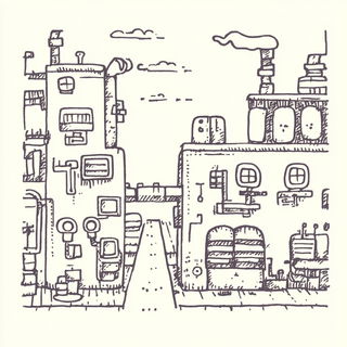 Kestrel Duet Collective style, Midjourney V6.1: technical infrastructure blueprint schematics