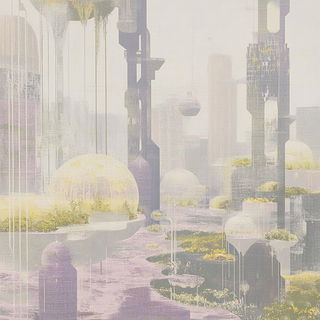 Backlit Continental Romanticism style, Midjourney V6.1: megacity with futuristic bioarchitecture