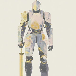 Backlit Continental Romanticism style, Midjourney V6.1: concept art character design of retropunk steam knight