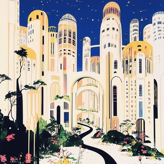 Elephantopter Almanac style, Midjourney V6.1: megacity with futuristic bioarchitecture