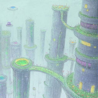 Flamecoil Embroidery style, Midjourney V6.1: megacity with futuristic bioarchitecture
