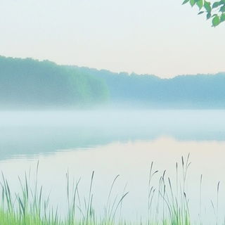 Flamecoil Embroidery style, Midjourney V6.1: realistic landscape photograph of quiet dawn