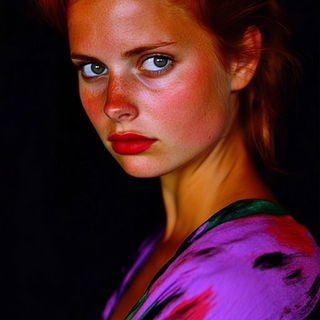 Valleymosaic style, Midjourney V6.1: photographic portrait of female protagonist